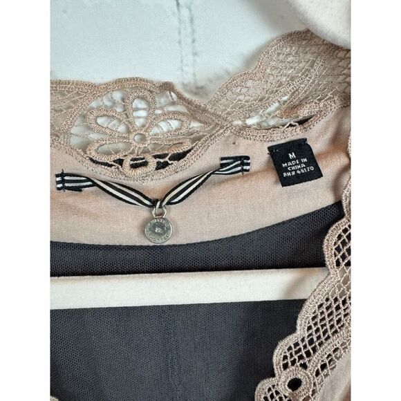 KNITTED & KNOTTED gray purple wool blend knit lace V-neck sweater cardigan 8 - Picture 2 of 12